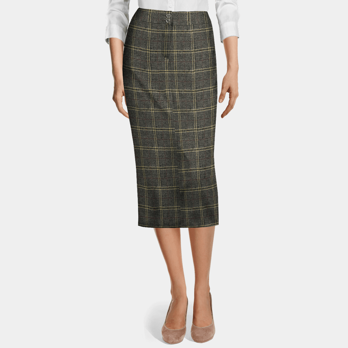 midi pencil skirt gray