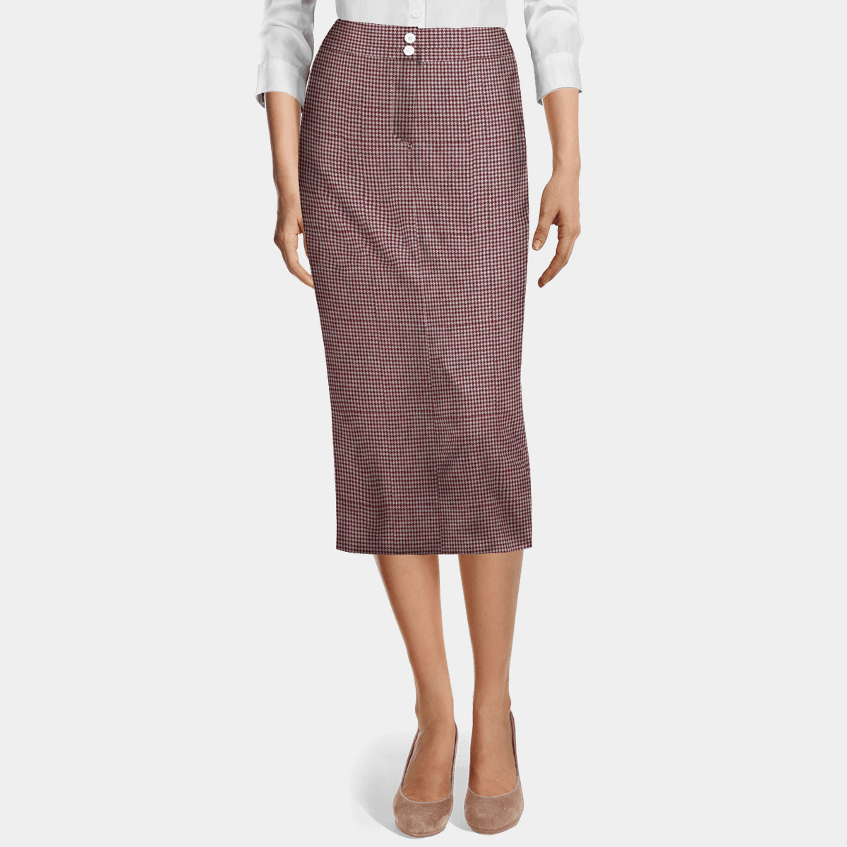 burgundy houndstooth skirt