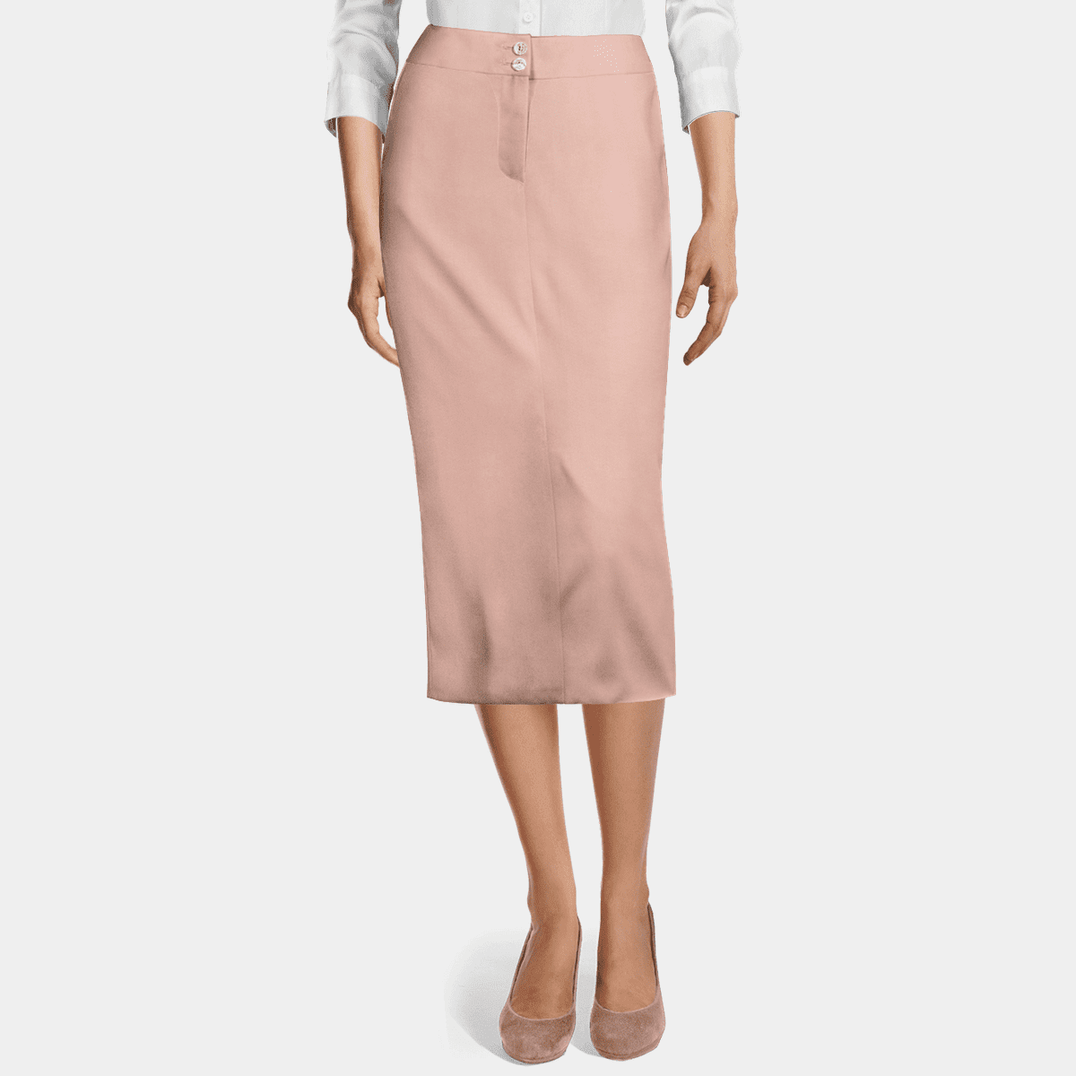 pink midi pencil skirt