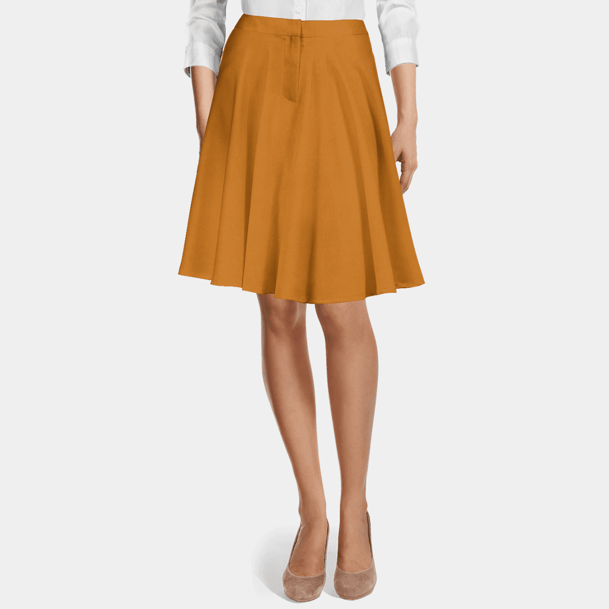 Womens Gold Flare Skirt