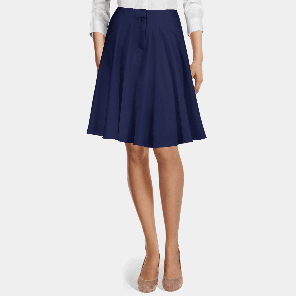 Navy blue outlet herringbone skirt