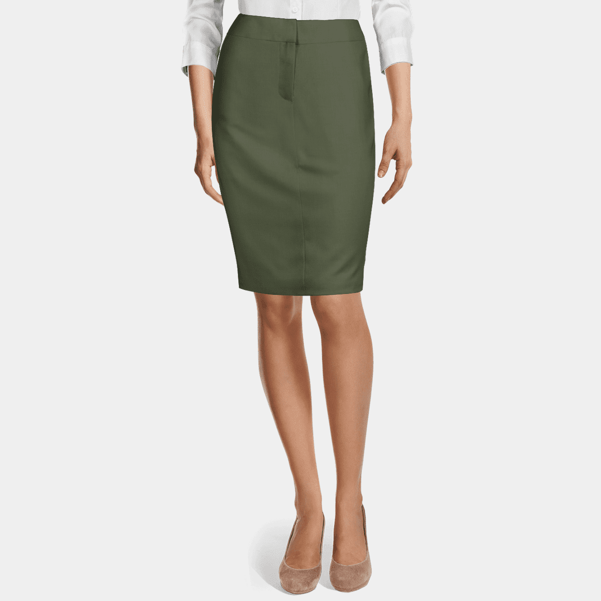 Ladies khaki 2024 pencil skirt