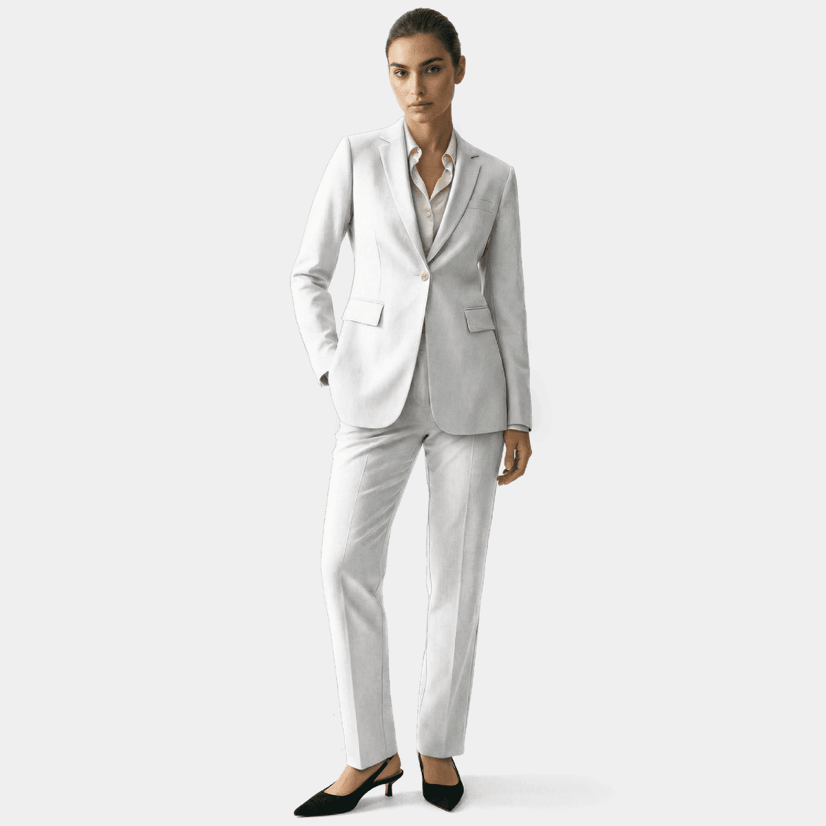 White linen Pant Suit - relaxed fit
