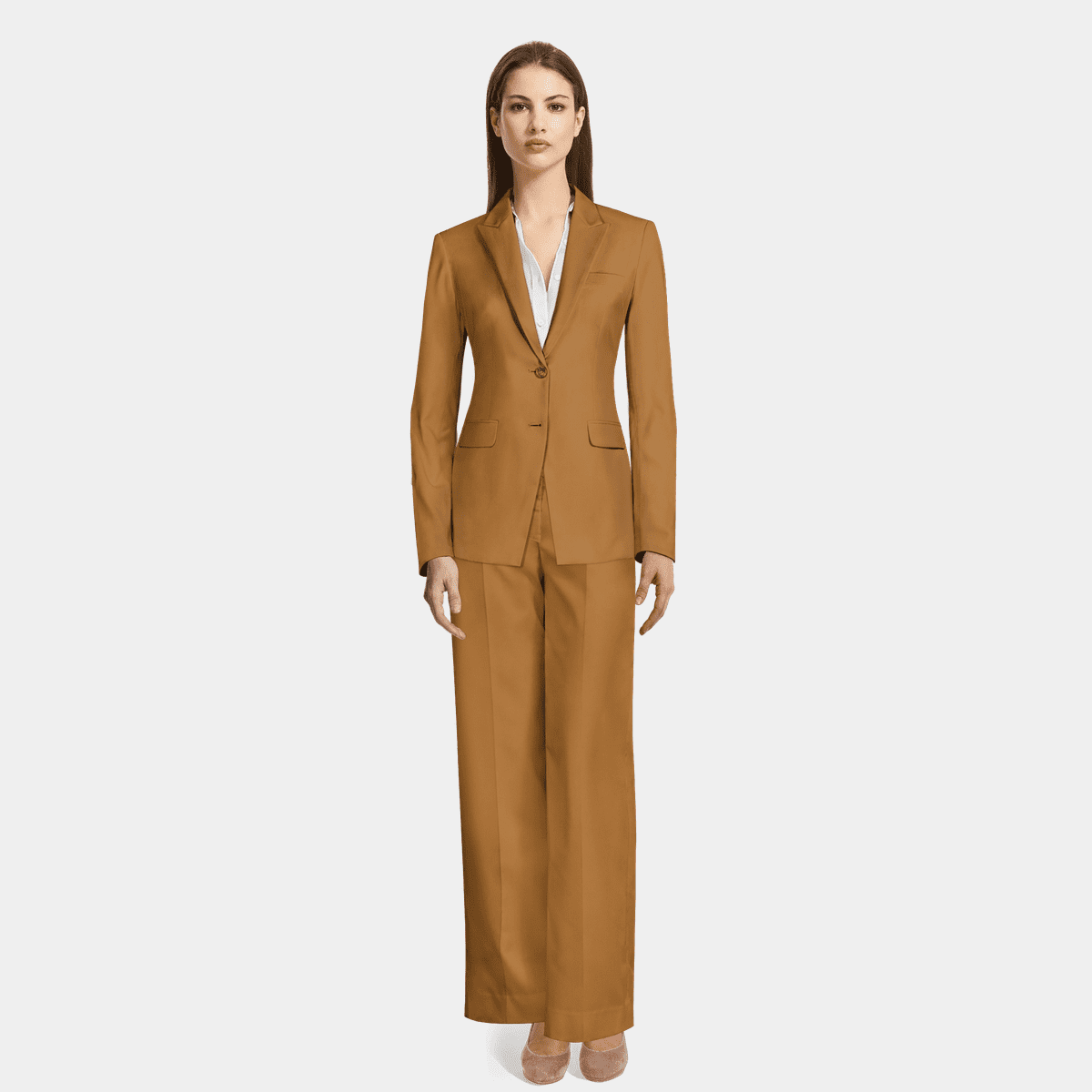 Light Brown Wide Leg Pant Suit