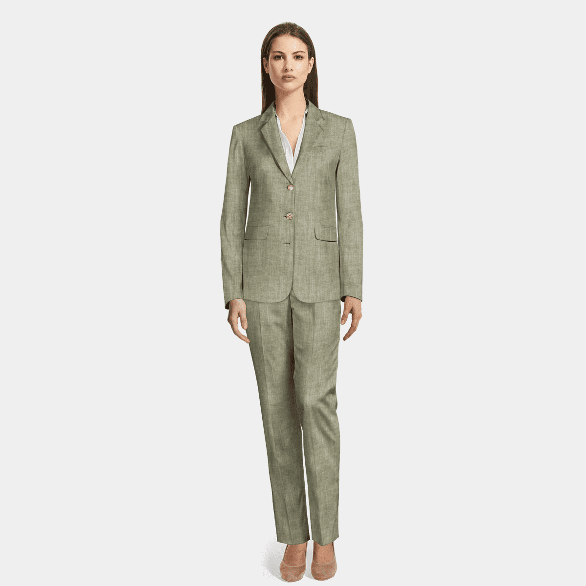 Sweet Olive Green Herringbone Pantsuit – NA NIN