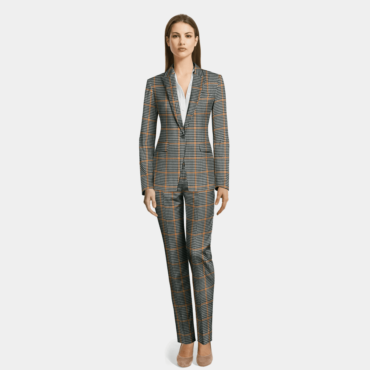 Premium Gray Houndstooth Pant Suit with peak lapels Sumissura