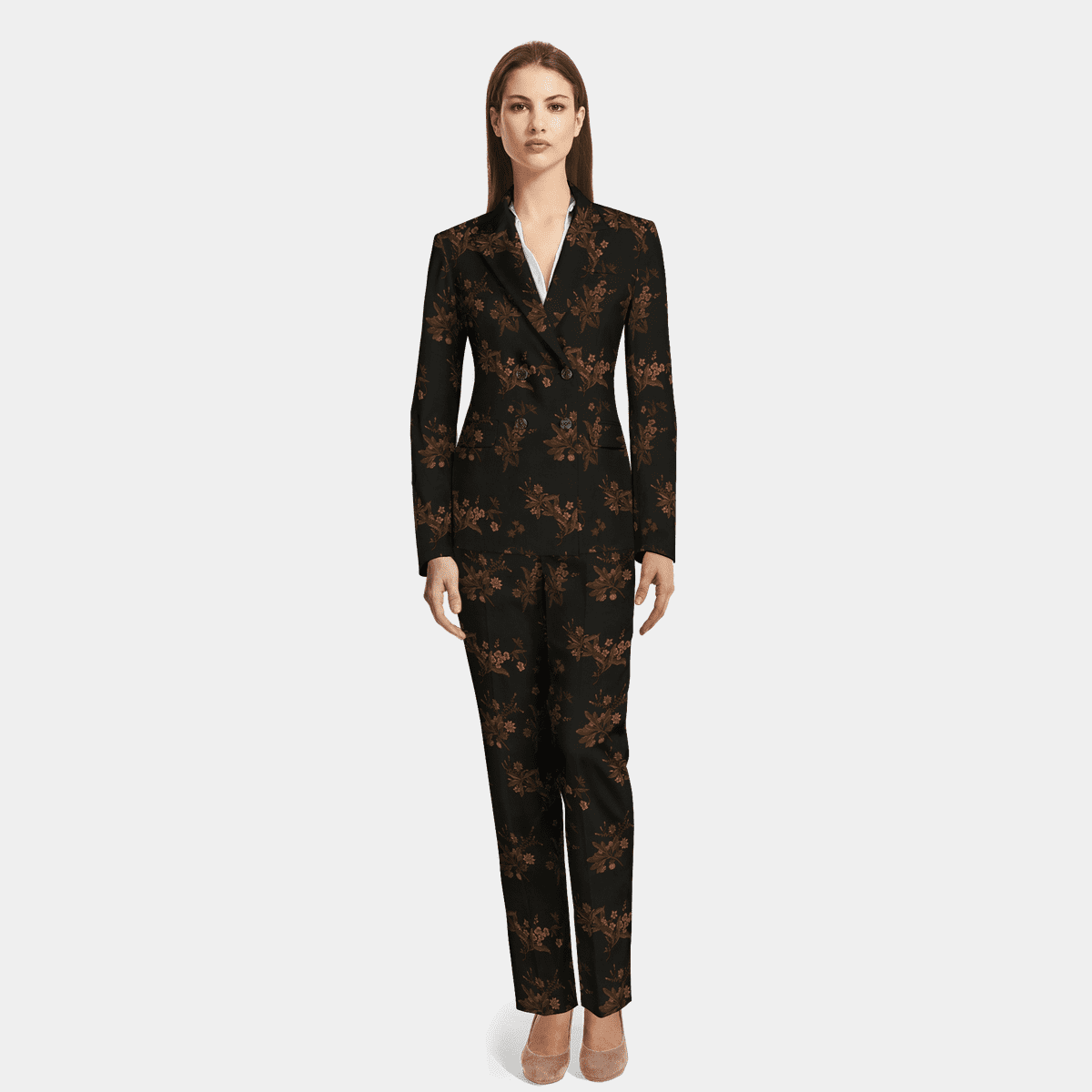 Black Double Breasted Floral Pant Suit Sumissura 