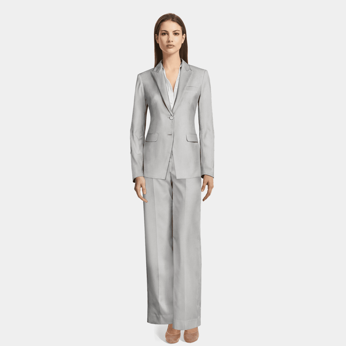 grey wide leg suit trousers