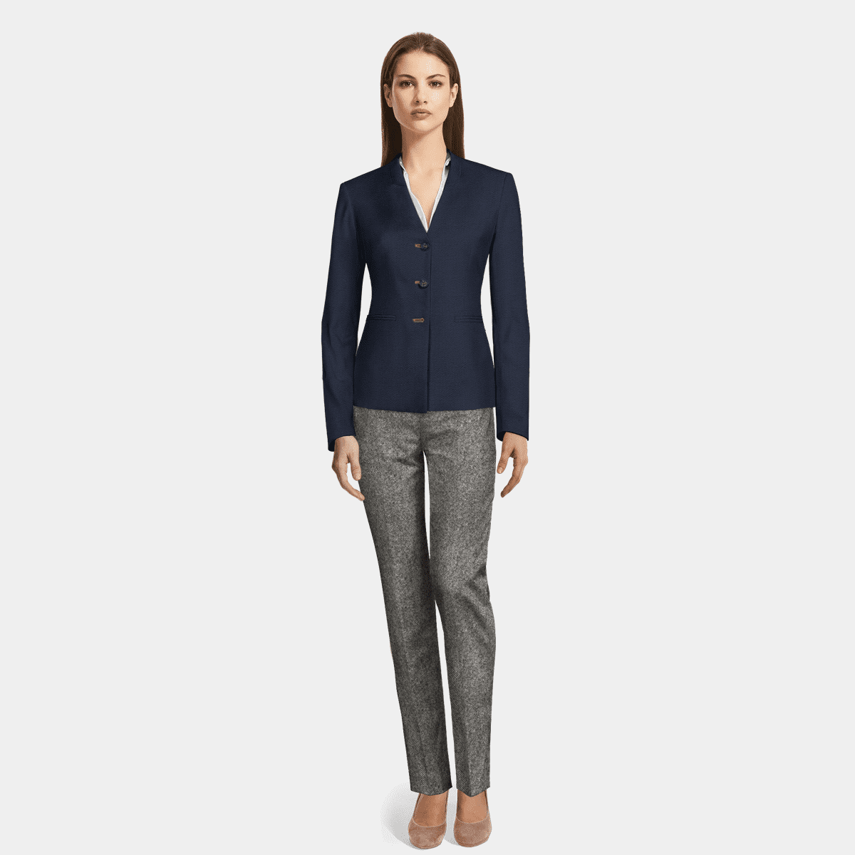 Navy Blue Vertical Stripe Suit Set