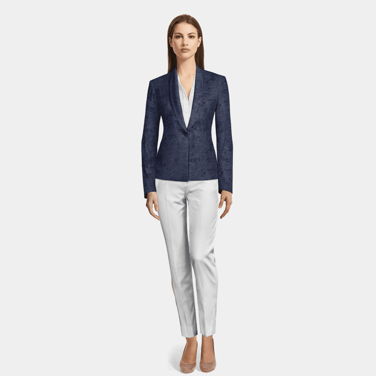 Navy Blue Pure Cotton A-line Plazo Suit with Beautiful Embroidery Work on neck
