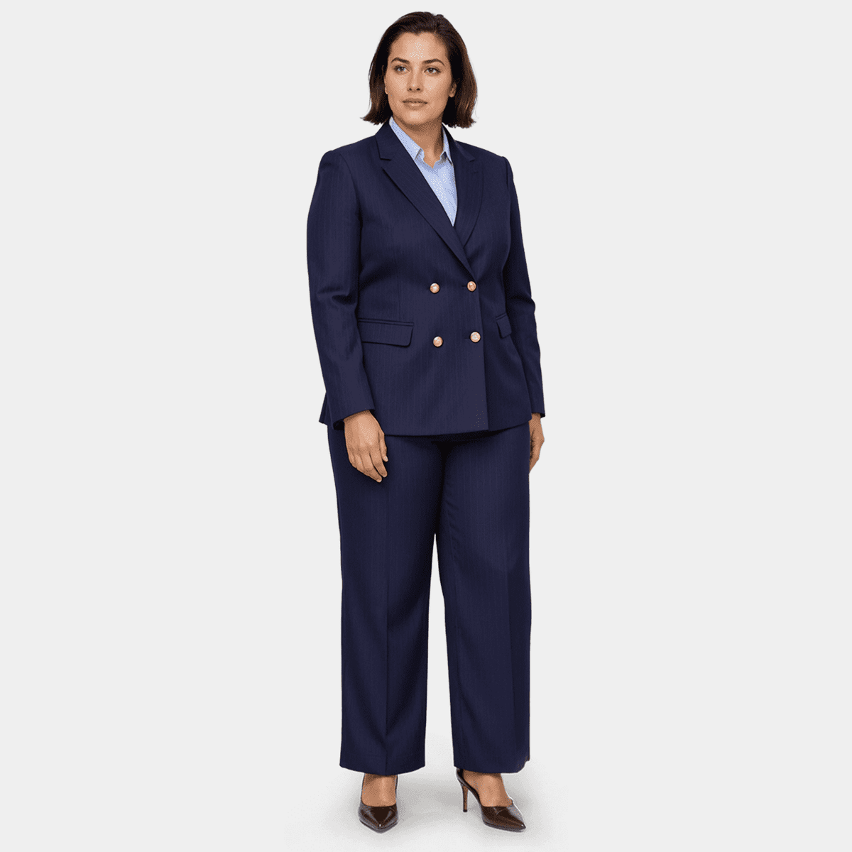 Navy Blue Velvet Double Breasted Suits - Velvet Pants - Slim Fit Suit