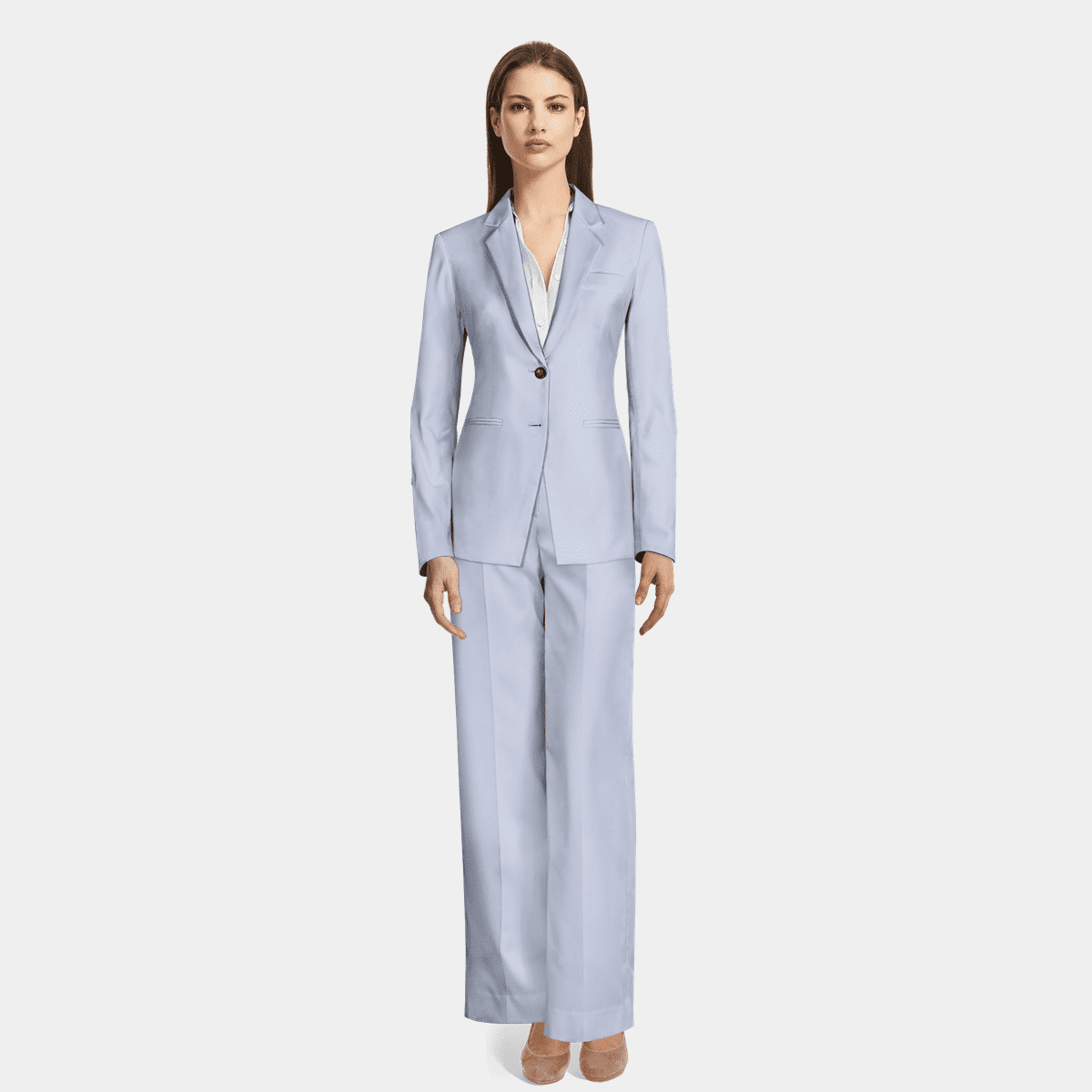 Sky Blue Designer Semi-Stitched Pant Suit With Embroidery Work main image 1