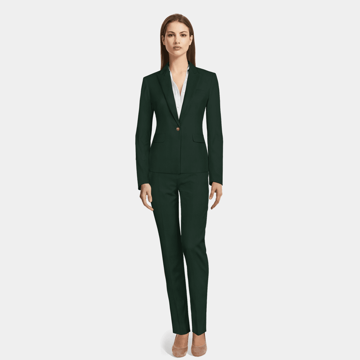 Forest Green Pantsuit with short blazer with peak lapels