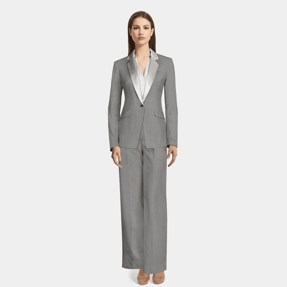Big And Tall Grey Pinstripe Vested Suit tuxedo main image 1