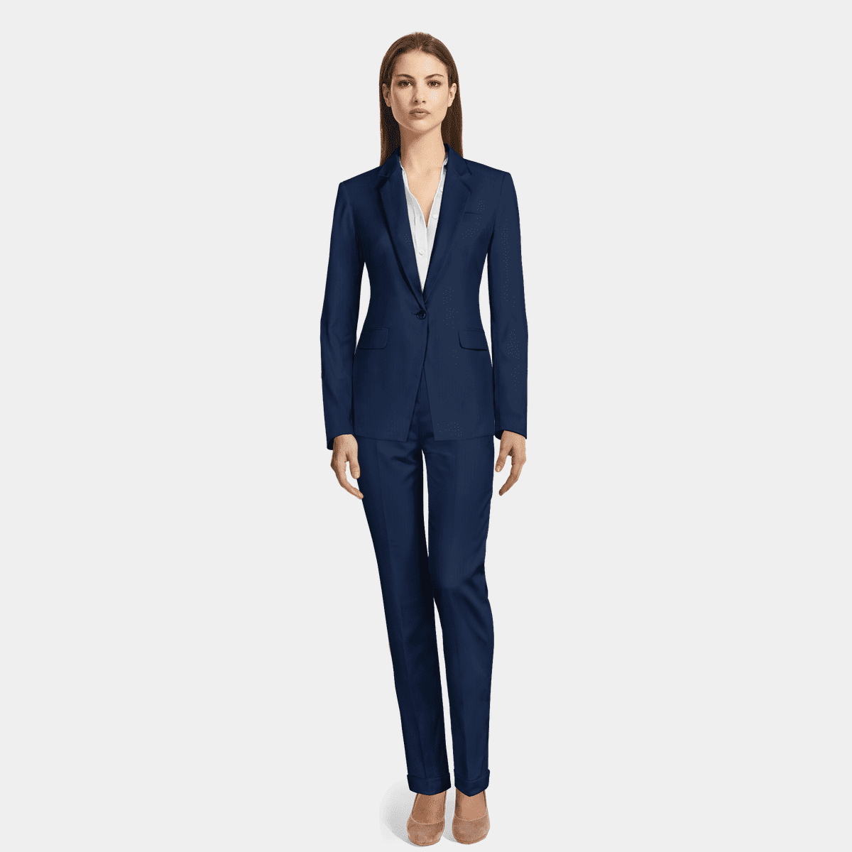 Masculine Navy Blue Women's Business Suit — free download