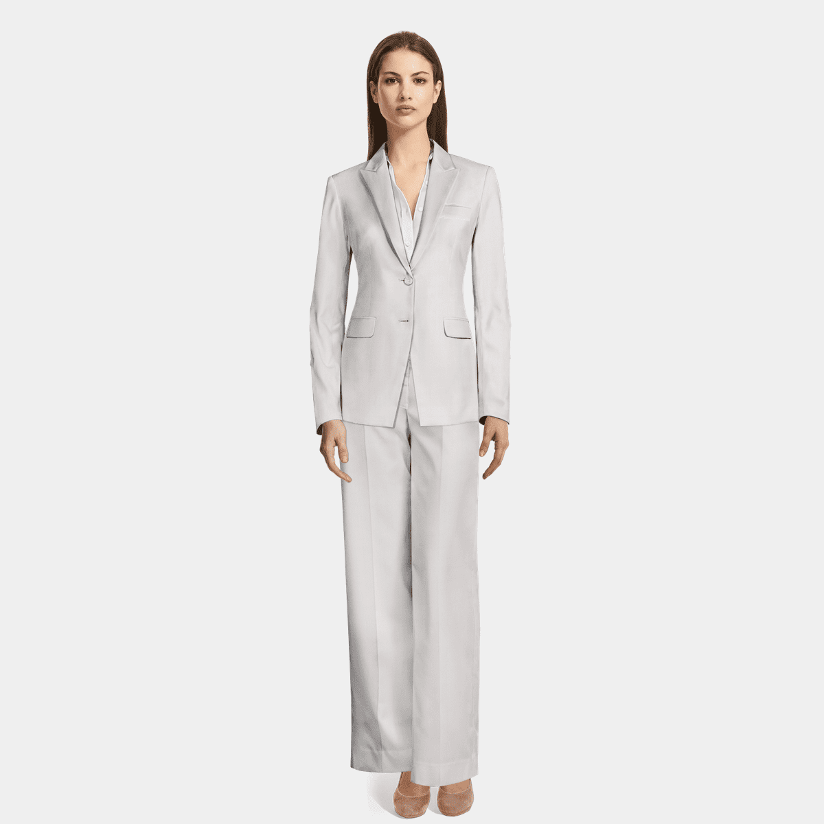 White wide leg clearance suit