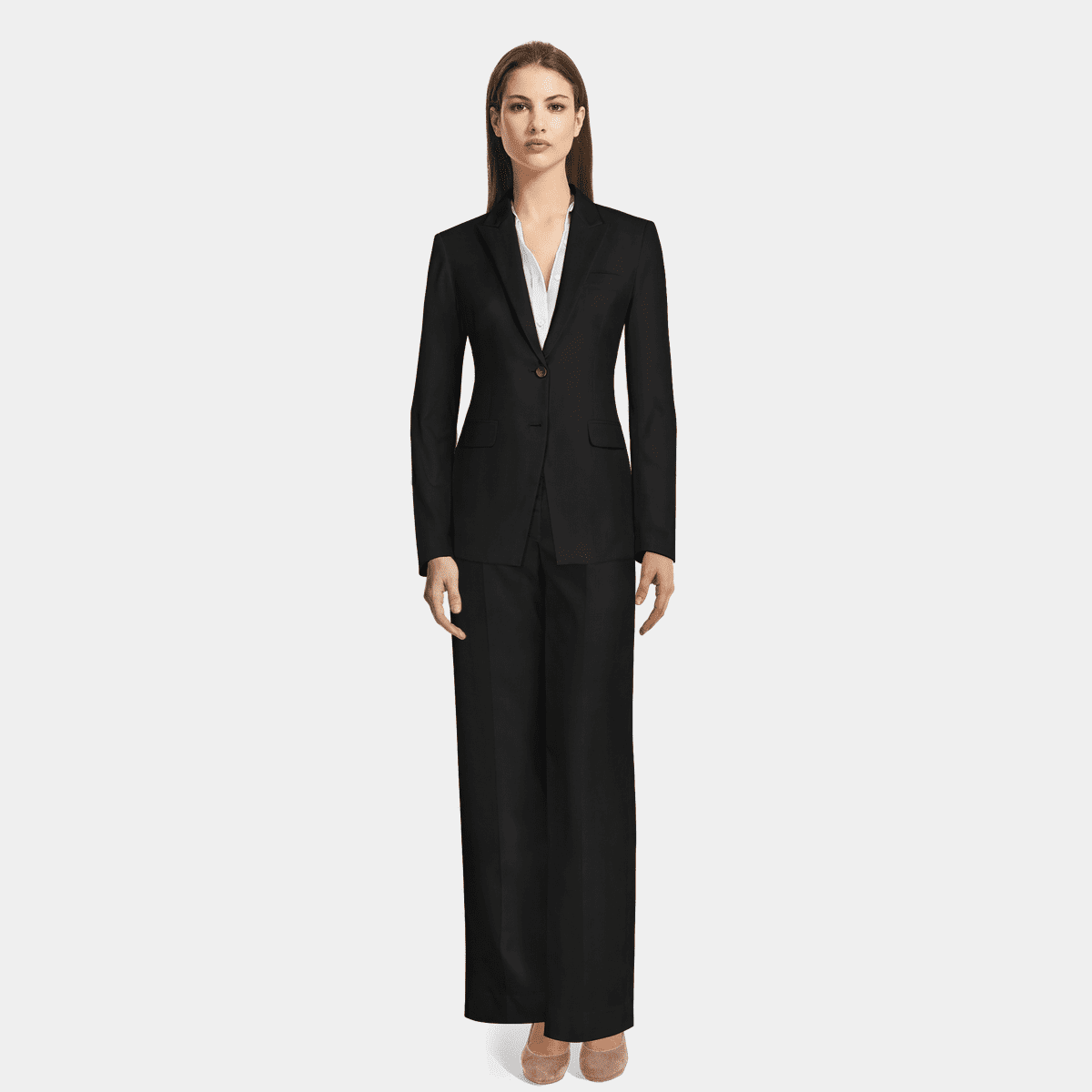 Premium Black wool Wide Leg Pant Suit | Sumissura