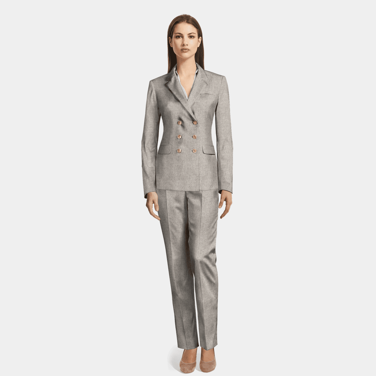 Double breasted Grey Pant Suit