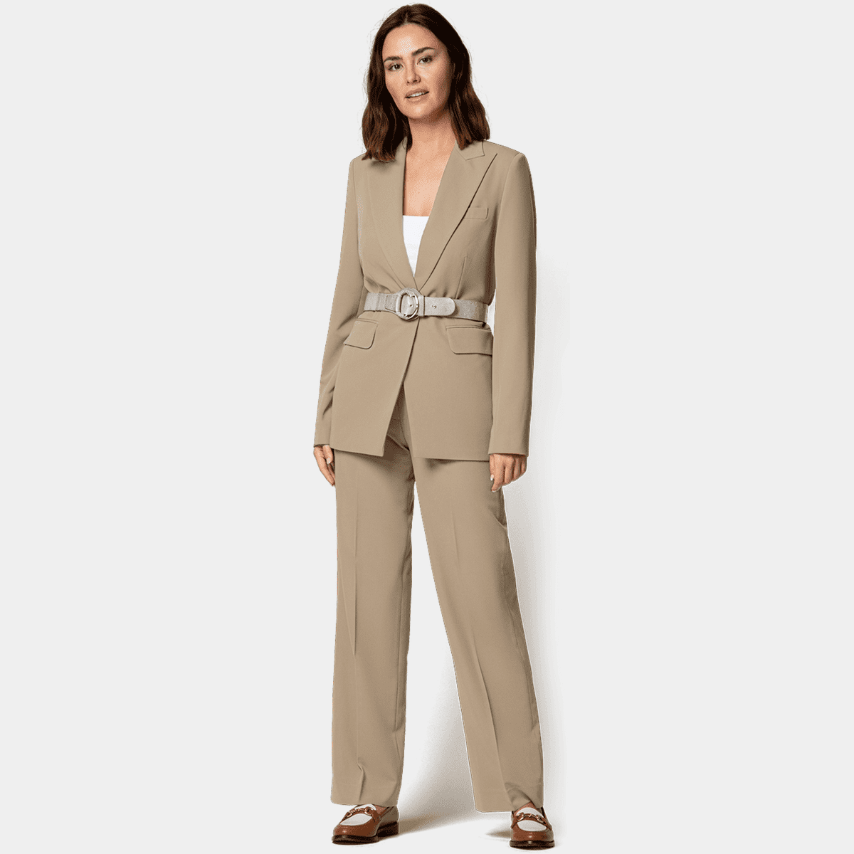 Blue double breasted Wide Leg Pant Suit - relaxed fit