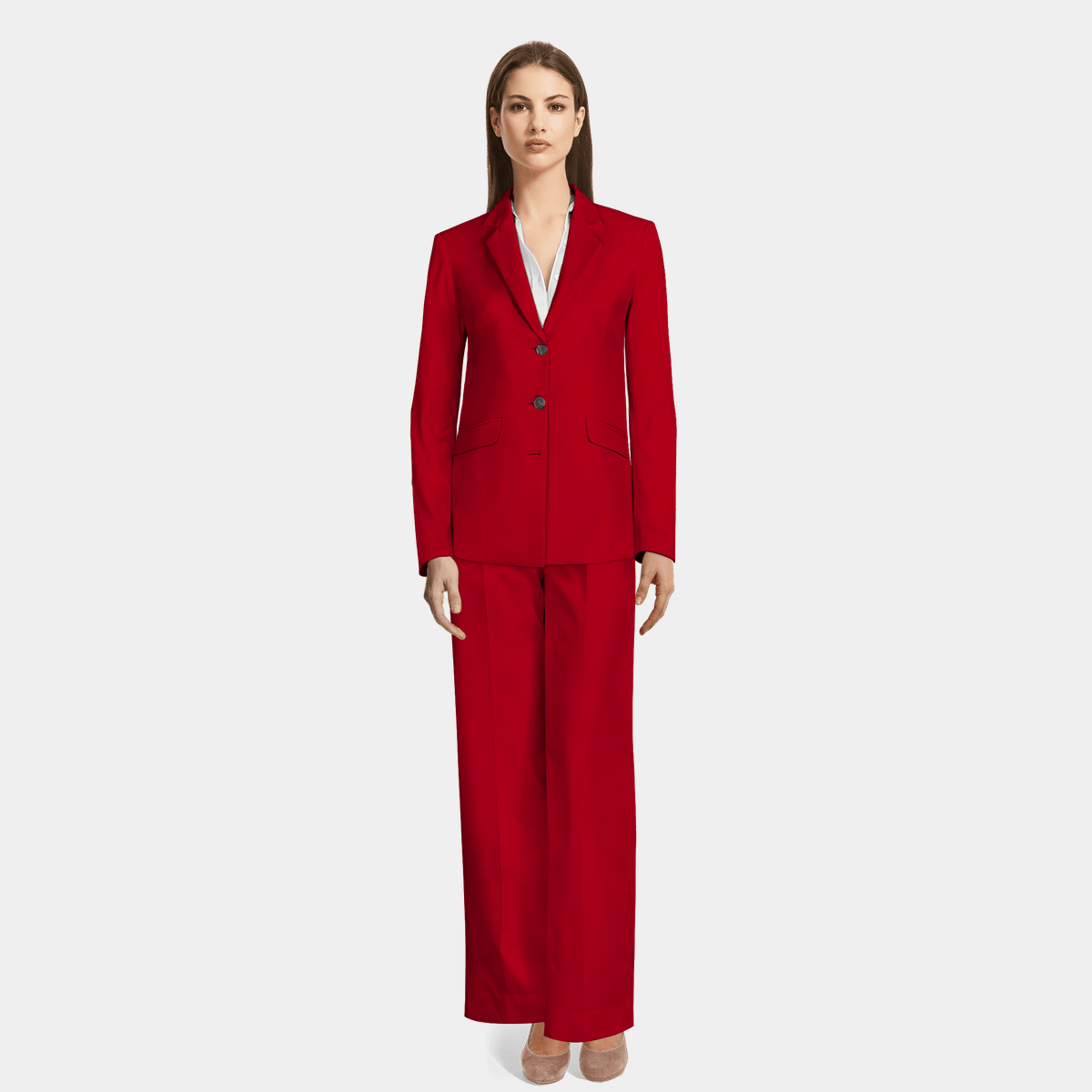 Red 3 button Wide Leg Pant Suit - relaxed fit | Sumissura