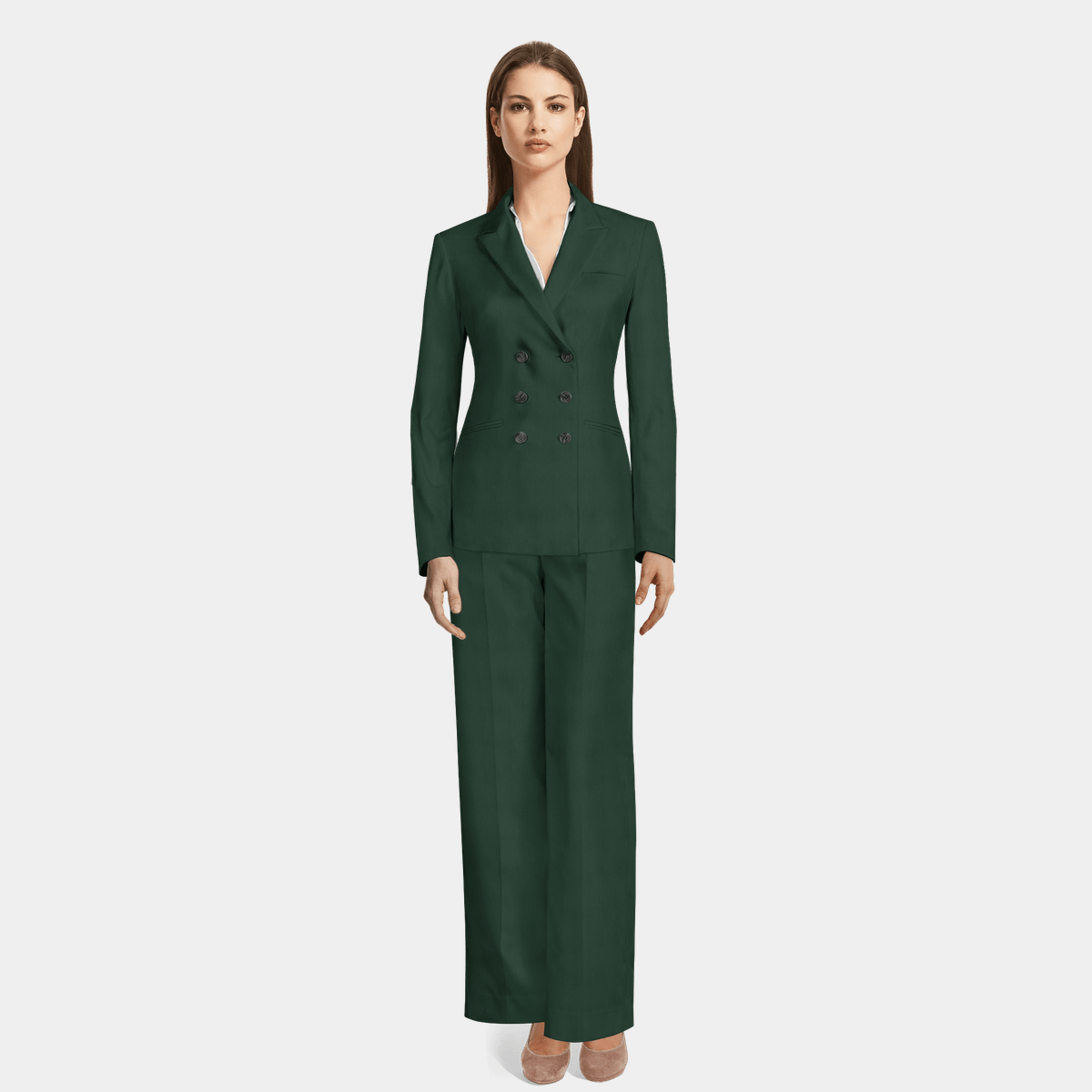 Green 6B double breasted Wide Leg Pant Suit Sumissura