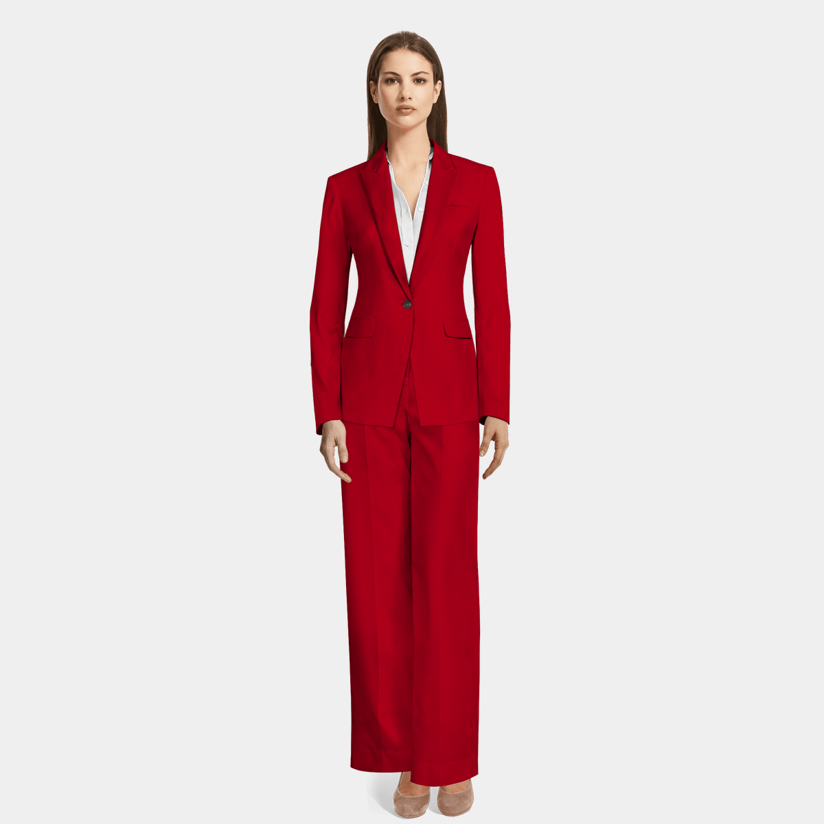 red wide leg suit