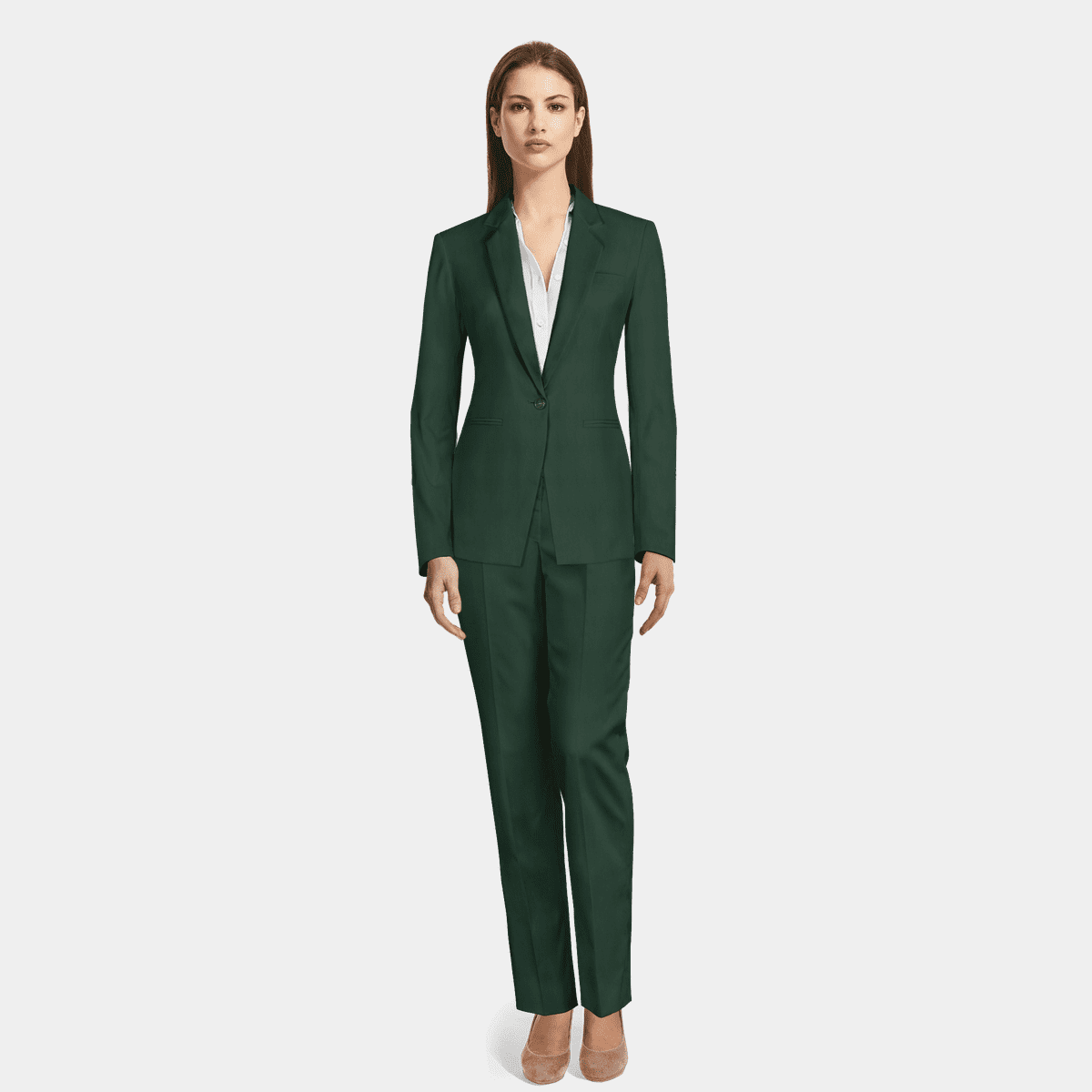 Green wool blend Pant Suit