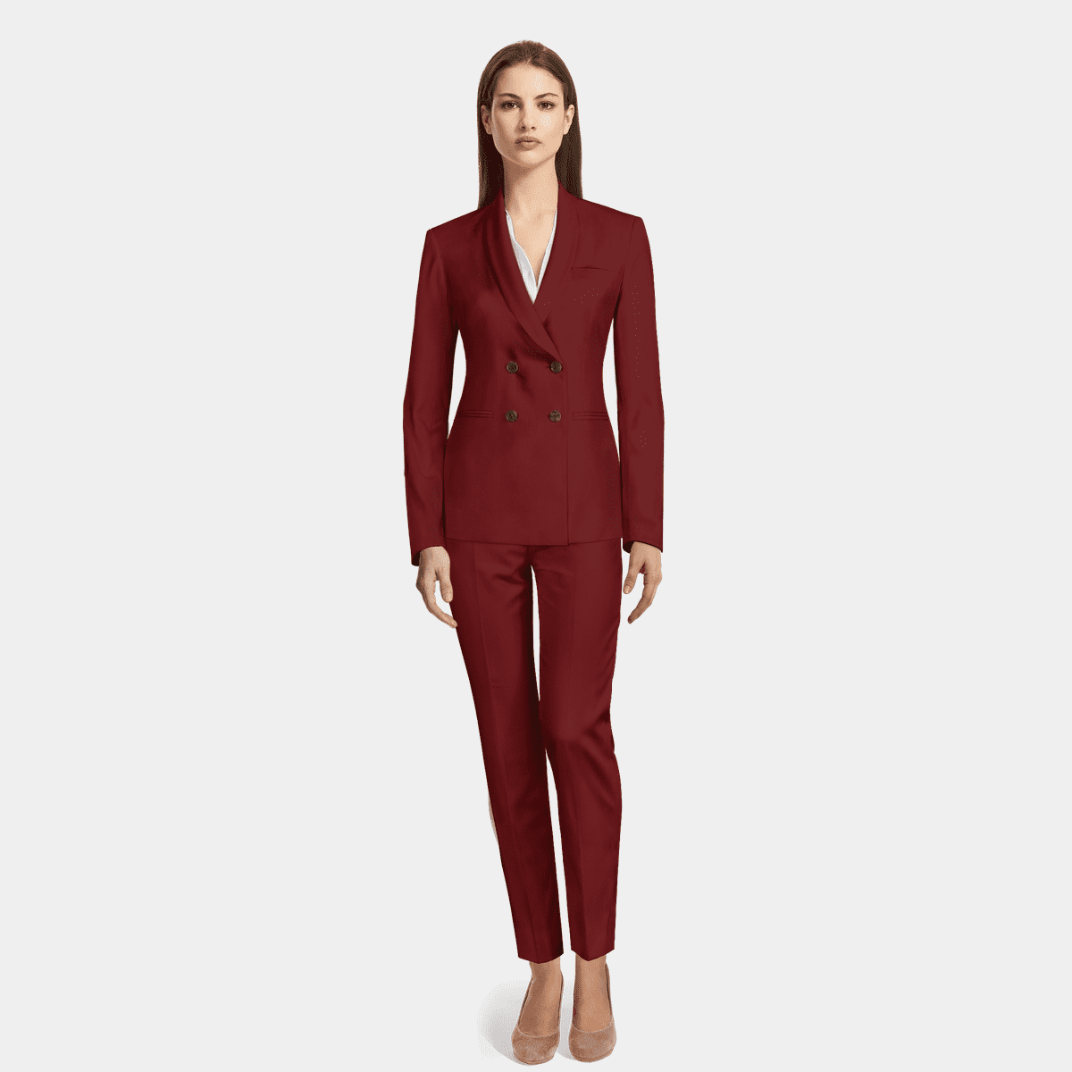 Burgundy double breasted Ankle Pantsuit 