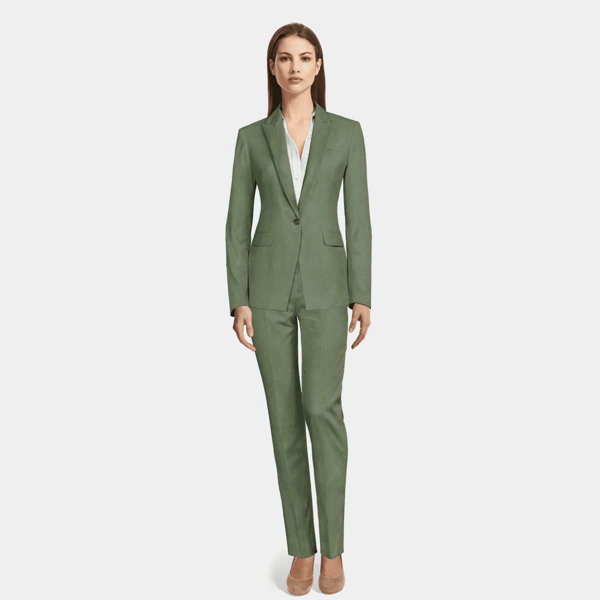 Green Velvet Pant Suit with peak lapels | Sumissura