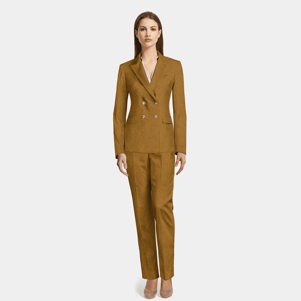 Premium Charcoal Grey double breasted wool Pant Suit