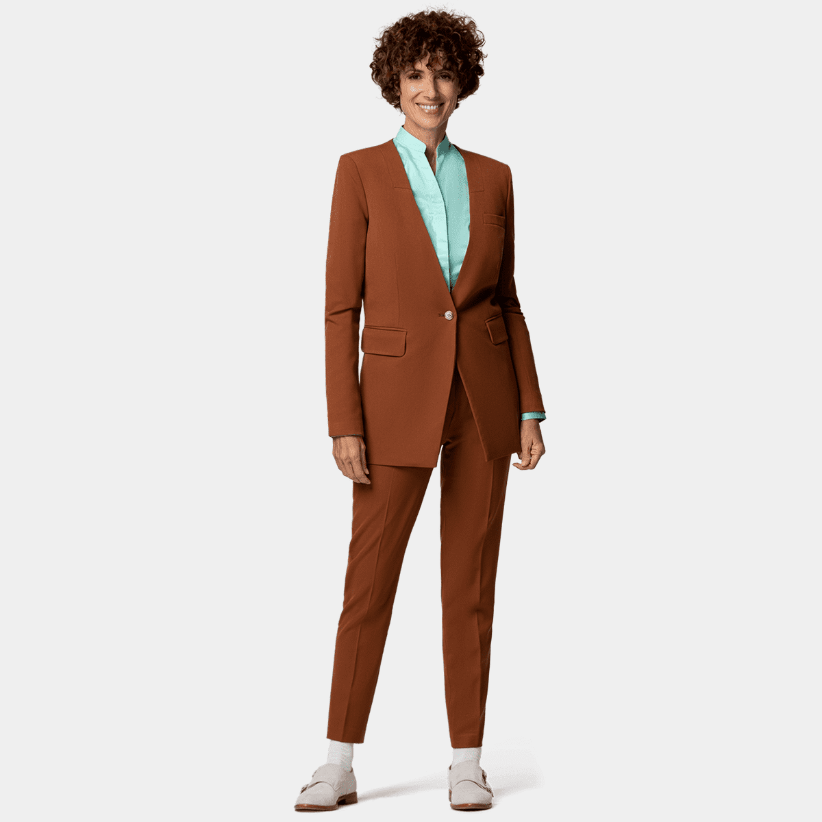 Dark Orange nolapels Ankle Pantsuit relaxed fit Sumissura