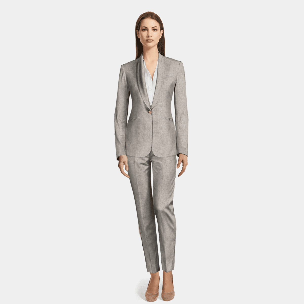 Beige Tweed Ankle Pantsuit Sumissura