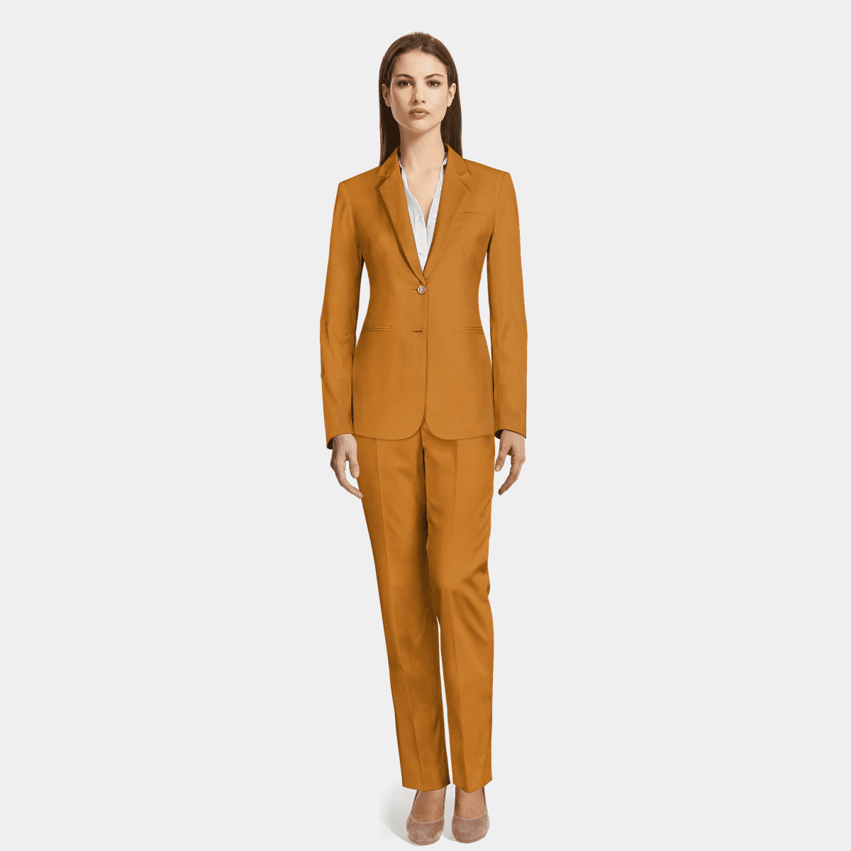 Gold linen Woman Suit | Sumissura