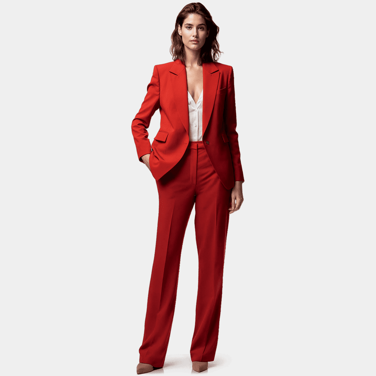 Red Wide Leg Pant Suit - relaxed fit | Sumissura