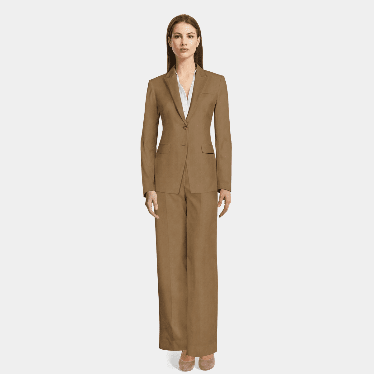 Beige Wide Leg Pant Suit