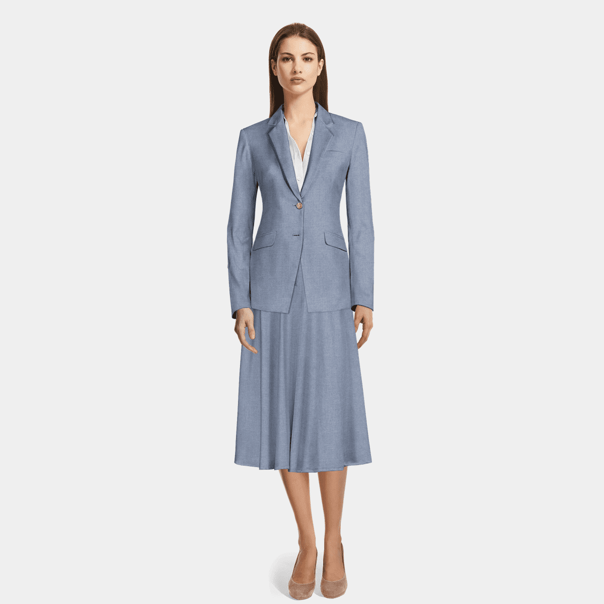Pink 3-button stretch Skirt Suit with peak lapels