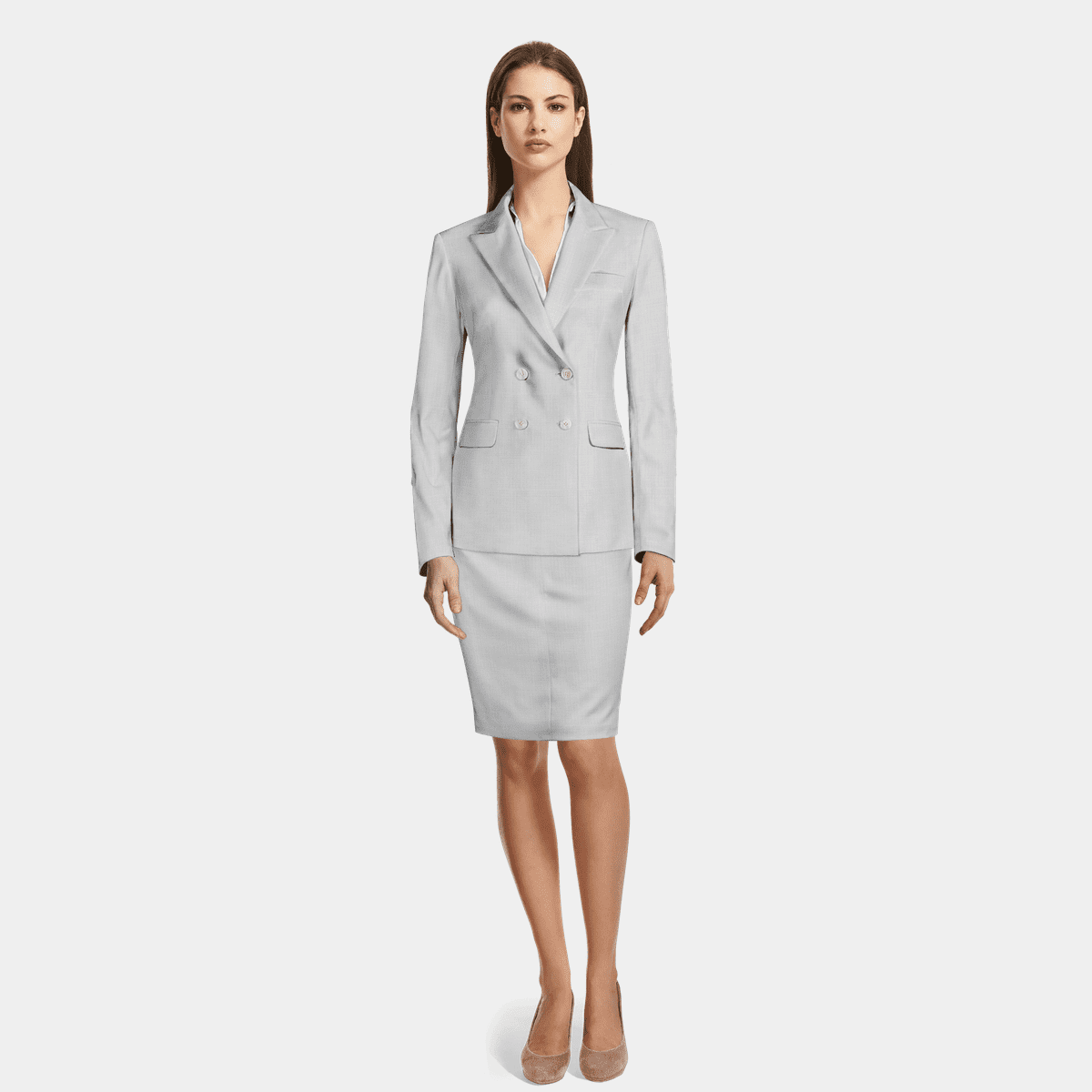 white two piece skirt suit