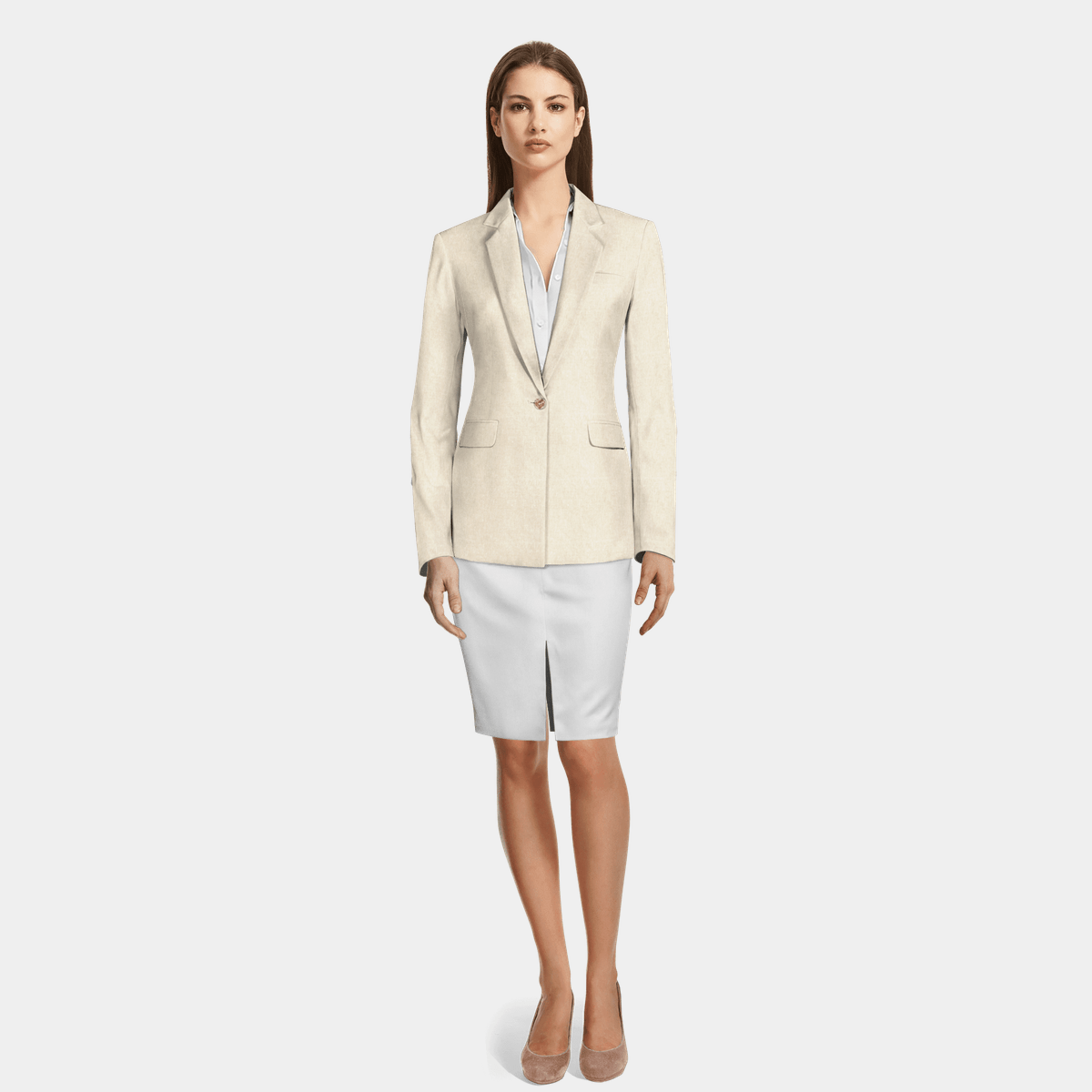 Sand linen 2-tone Skirt Suit $239 | Sumissura
