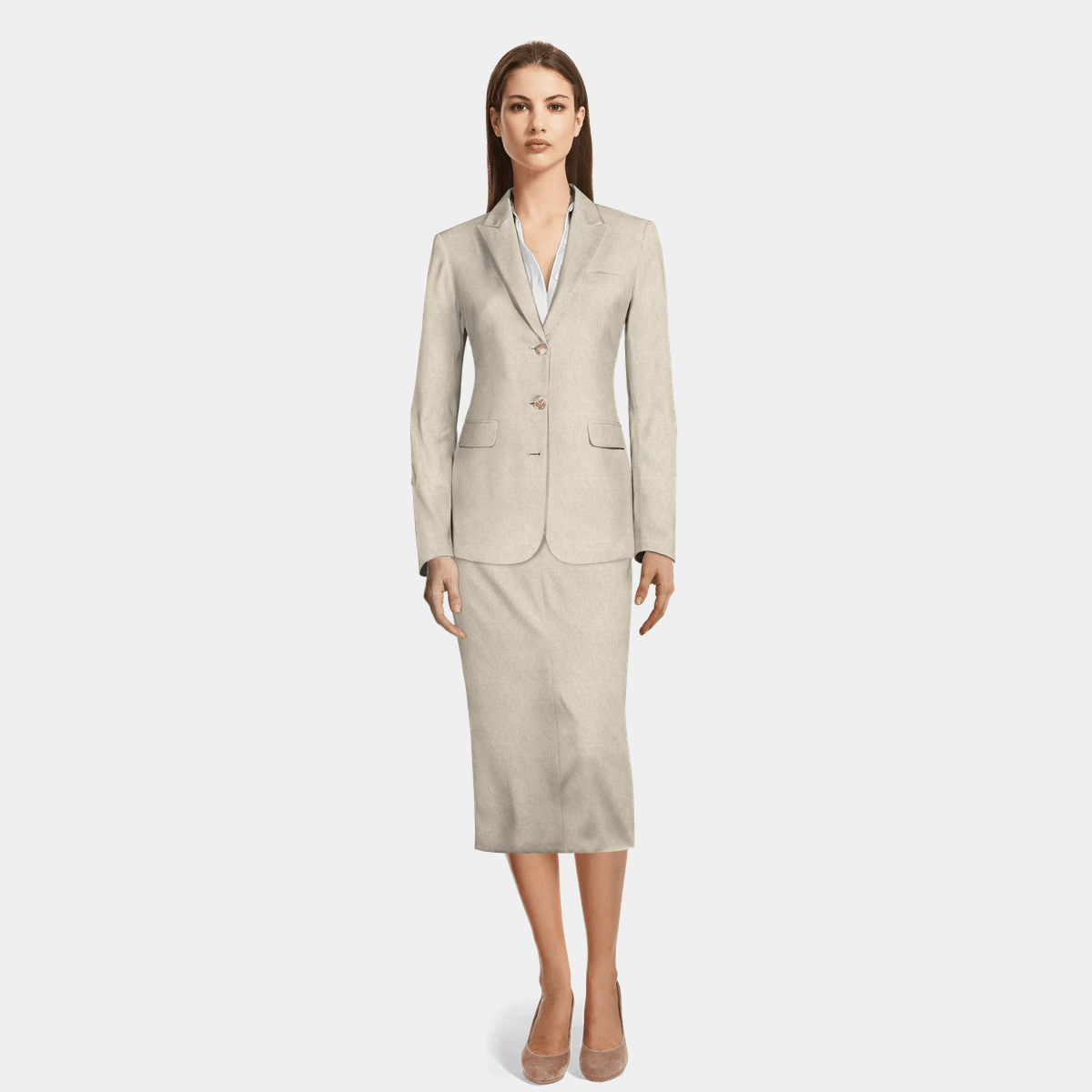 Button Knit Top Side Zipper Skirt Suit