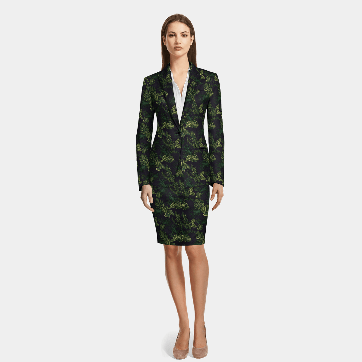 green floral skirt set