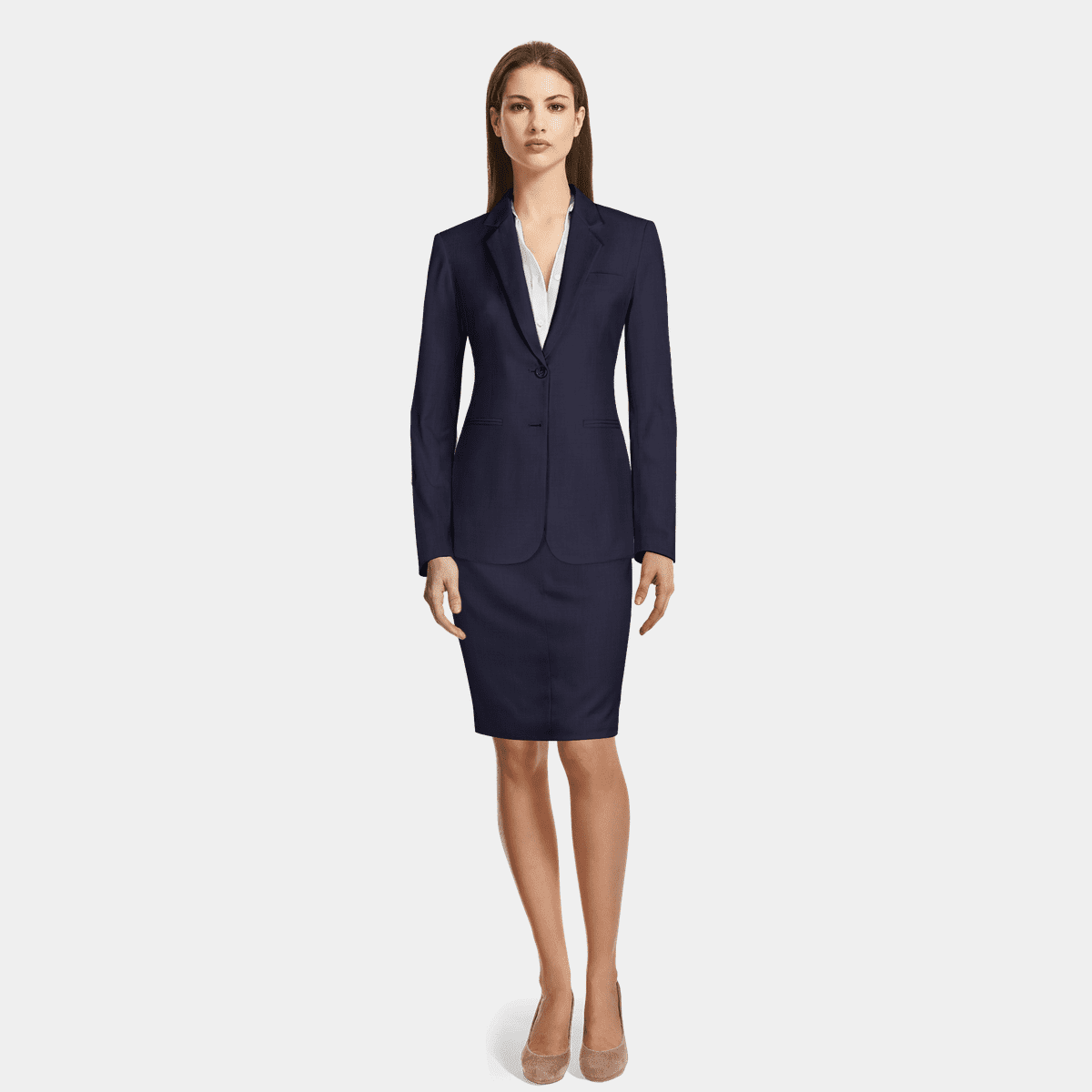 Premium Navy Blue wool Skirt Suit Sumissura