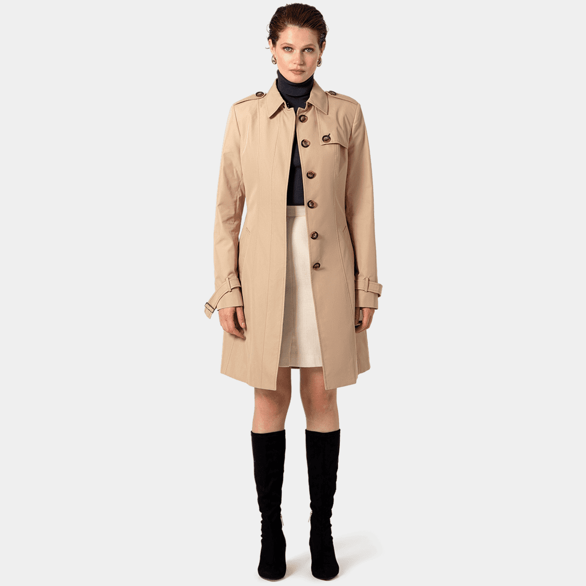 Long Sleeve Trench Coat  Single Button Loose Fit