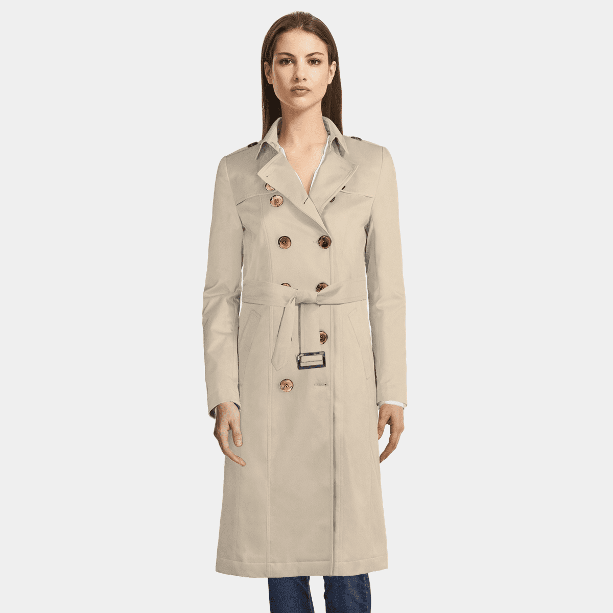 Solid Color Long Straight Trench Coat