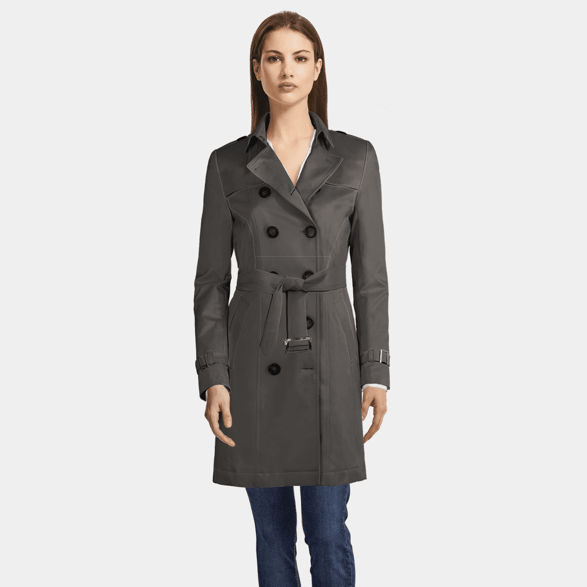 Charcoal double-breasted Trench Coat