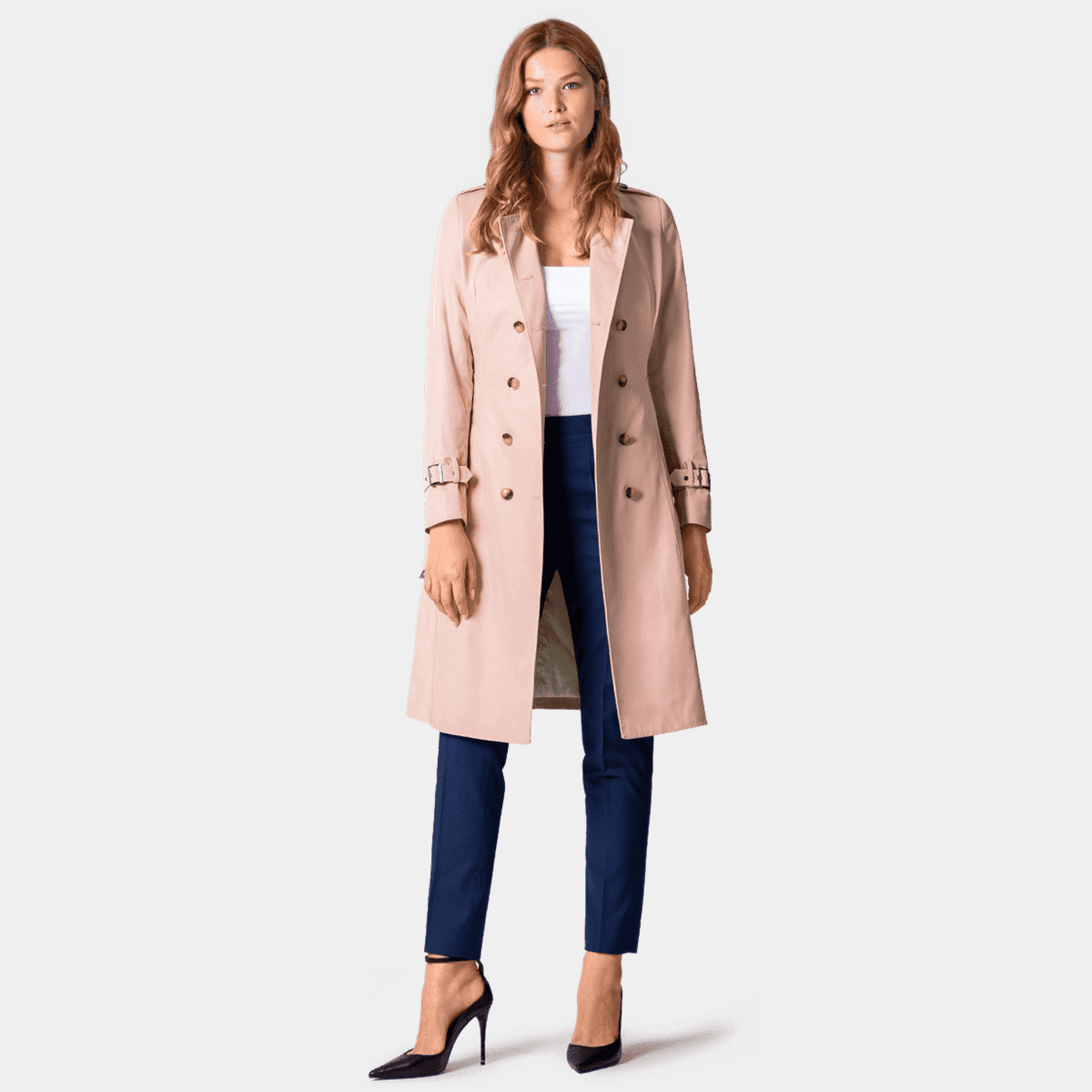 Pastel Pink Long Trench Coat | Sumissura