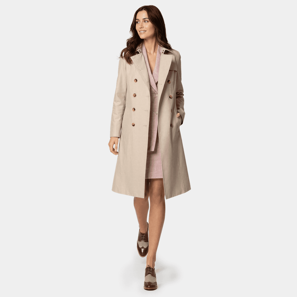 Beige Long Trench Coat