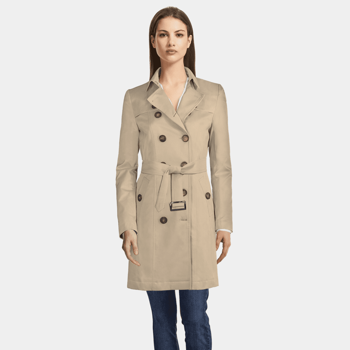 Beige double-breasted Trench Coat | Sumissura