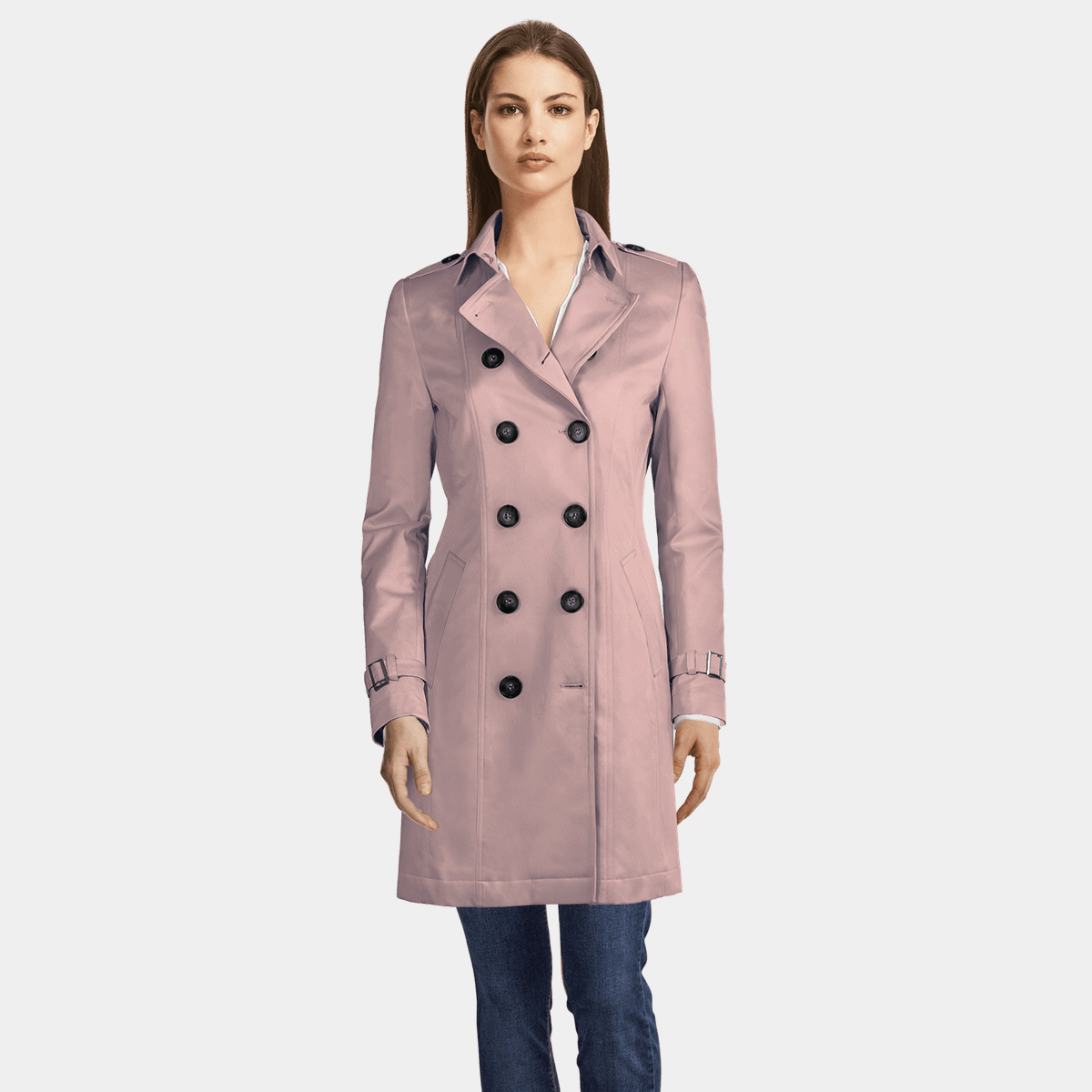 Pastel Pink double-breasted Trench Coat $219 | Sumissura