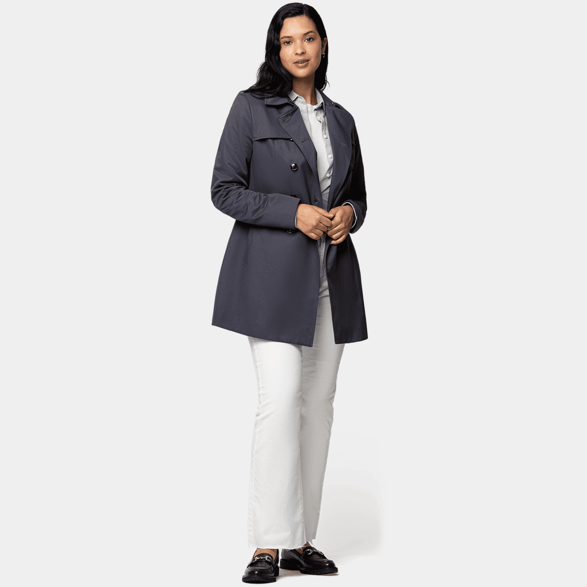 Sumissura Blue Wool Coat with Hidden Buttons