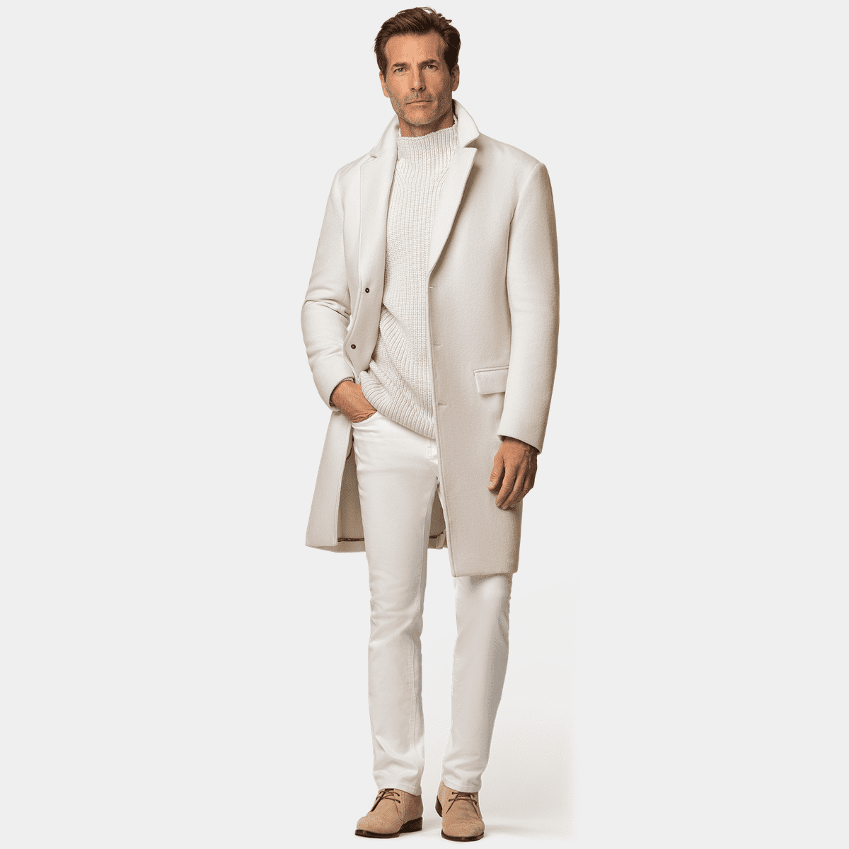Men's White Overcoat - Hockerty
